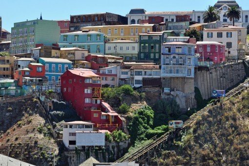 Kleurrijke huizen in havenstad Valparaíso